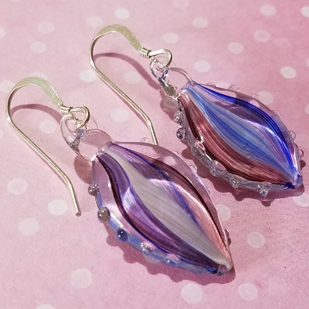 NWOT Cute sterling blue blown glass earrings
